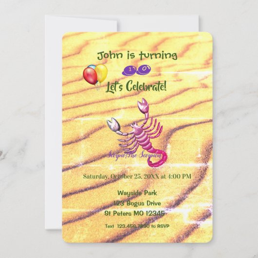 Scorpion Birthday (23. Oktober - 21. November) Einladung (Vorderseite)