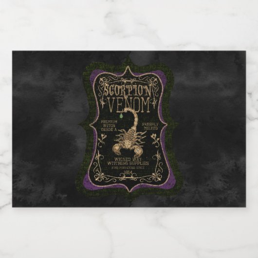 Scorpion Venom Gothic Apotheary Halloween Alkoholflaschenetikett (Einzelnes Label)