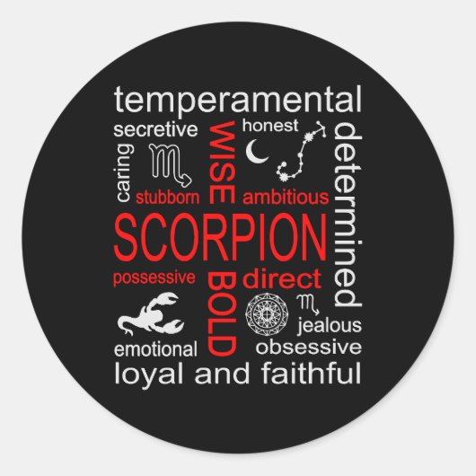 Scorpion Zodiac Sign Runder Aufkleber (Vorderseite)