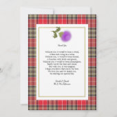 Scotch Clan Tartan Wedding Gedicht Danke Foto Einladung (Vorderseite)