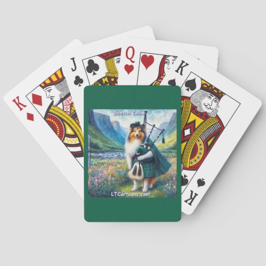Scotch Collie Serenade – Bagpipes & Tartan Whimsy Spielkarten (Rückseite)