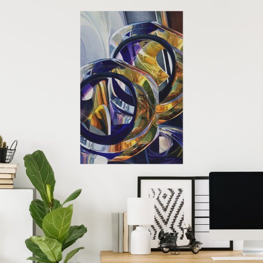 "Scotch on Rocks" Art Glass Wasserfarbe Poster (Heimbüro)