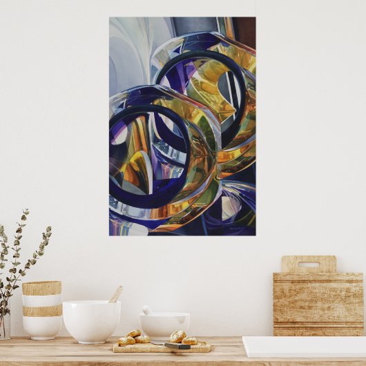 "Scotch on Rocks" Art Glass Wasserfarbe Poster (Küche)