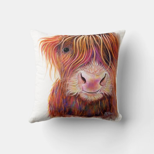 SCoTiSH HigHLaND CoW ' THe KiD 2 ' von SHiRLeY Mac Kissen (Rückseite)