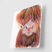 SCoTiSH HigHLaND CoW ' THe KiD 2 ' von SHiRLeY Mac Quadratische Wanduhr (Winkel)