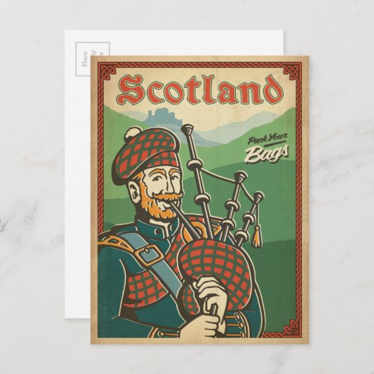 Scotland Bag Piper | Postkarte (Vorne/Hinten)