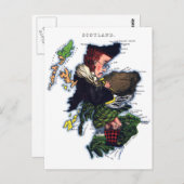 Scotland Caricature Map Postkarte (Vorne/Hinten)