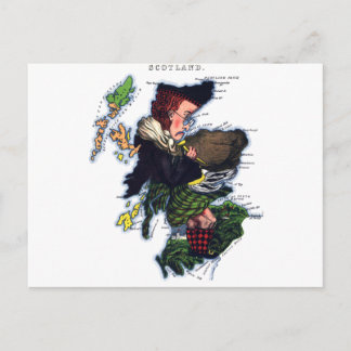Scotland Caricature Map Postkarte