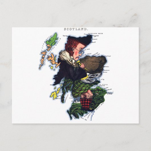 Scotland Caricature Map Postkarte (Vorderseite)
