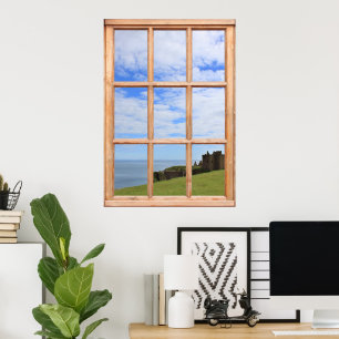 Scotland Castle, Sky and Ocean View aus einem Fens Poster