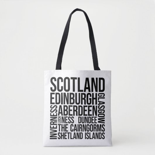 Scotland Cities Word Art - Edinburgh Travel Tasche (Vorderseite)