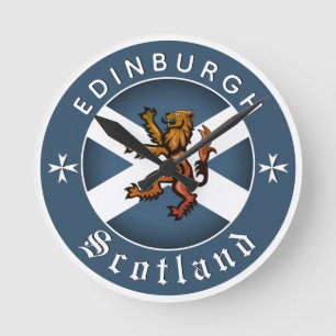 Scotland Clock, Rampant, Edinburgh, Schottische Fl Runde Wanduhr