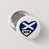 Scotland Country Code Flag Heart Button Abzeichen, (Vorne & Hinten)
