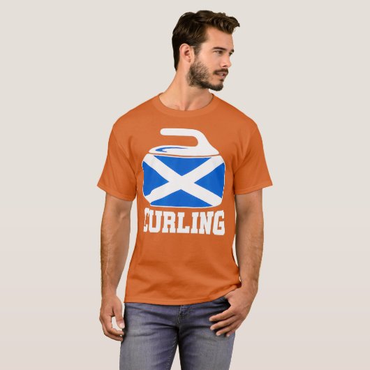 Scotland Curling I Scottish Flag Curling Stone T-Shirt (Vorne ganz)