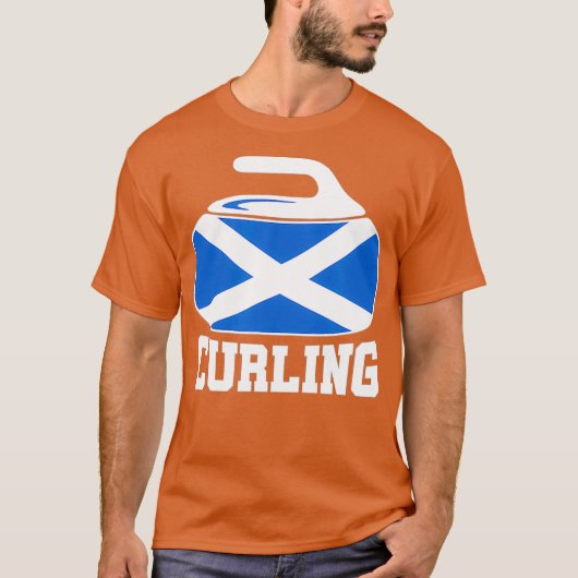Scotland Curling I Scottish Flag Curling Stone T-Shirt (Vorderseite)