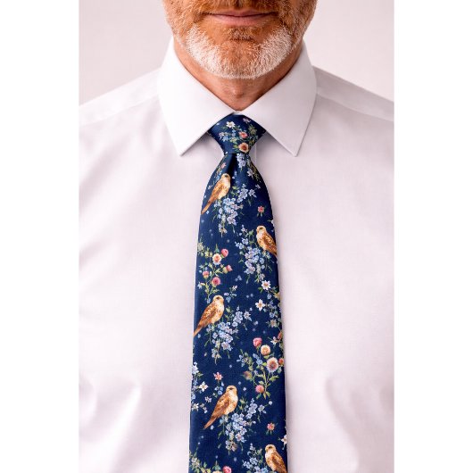 Scotland Eagle Thistle Bluebell Floral Navy Krawatte
