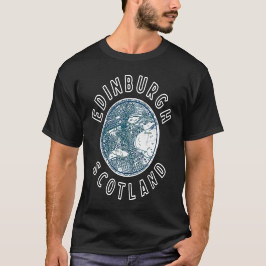 Scotland Edinburgh Retro Map Scottish T-Shirt (Vorderseite)