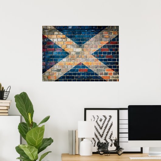 Scotland flag on a brick wall poster (Heimbüro)