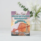 Scotland Fourth Bridge Travel Poster. Postkarte (Stehend Vorderseite)