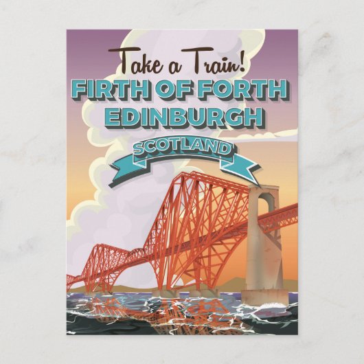 Scotland Fourth Bridge Travel Poster. Postkarte (Vorderseite)