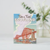 Scotland Fourth Bridge Travel Poster. Postkarte (Stehend Vorderseite)