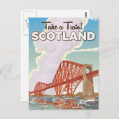 Scotland Fourth Bridge Travel Poster. Postkarte (Vorne/Hinten)