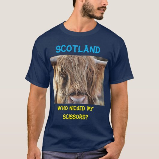 Scotland Funny Long Hair Cow T-Shirt (Vorderseite)