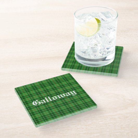 Scotland Galloway District Tartan Personalisiert Glasuntersetzer (Schrägansicht)