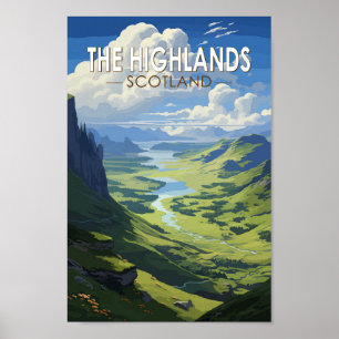 Scotland Highlands Scotland Travel Art Vintag Poster