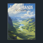 Scotland Highlands Scotland Travel Art Vintag Postkarte<br><div class="desc">Schottische Highlands im Stil der Vektorkunst. Die schottischen Highlands sind eine bergige Region,  die Nordwestschottland umfasst.</div>