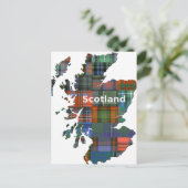 Scotland Map Multi Tartan Postkarte (Stehend Vorderseite)