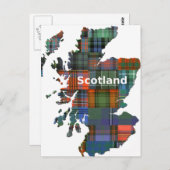 Scotland Map Multi Tartan Postkarte (Vorne/Hinten)