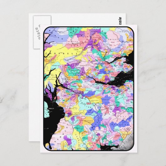 Scotland Map Scottish Clans Foto Postkarte (Vorne/Hinten)