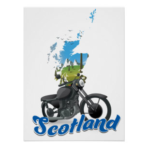 Scotland Motorrad-Karte Reiseanbieter Poster