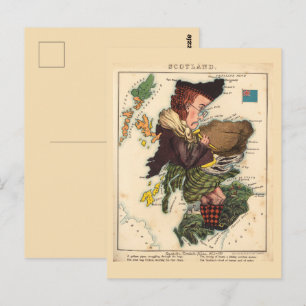 Scotland Pictorial maps Vintag Postcard Postkarte