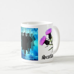 Scotland Piper Silhouette, National Blume Diistle Kaffeetasse