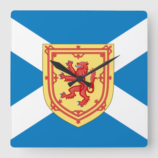 Scotland Royal Arms and Flag Quadratische Wanduhr (Vorderseite)