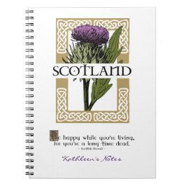 Scotland Scottish Thistle Gold Celtic Knots Name Notizblock