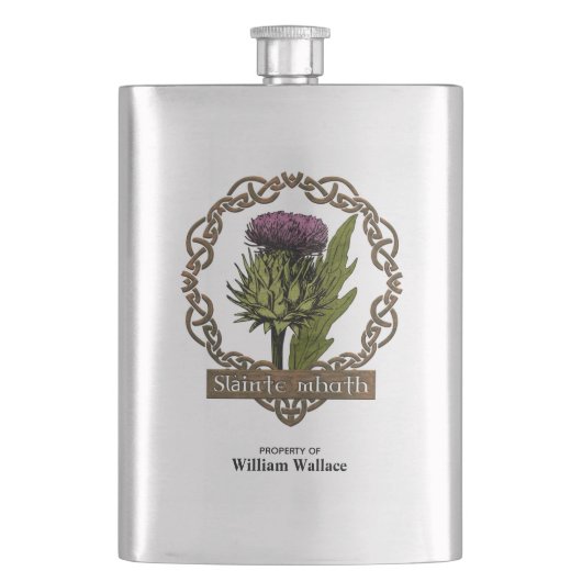 Scotland Scottish Thistle und Schotten Gaelic Toas Flachmann (Vorderseite)