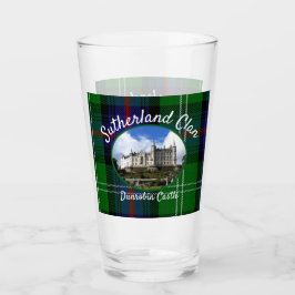 Scotland Sutherland Clan Castle Tartan Glass Cup Glas