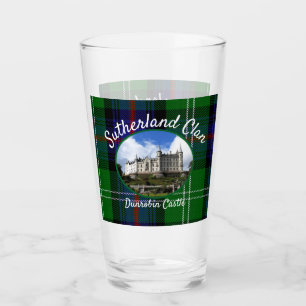 Scotland Sutherland Clan Castle Tartan Glass Cup Glas