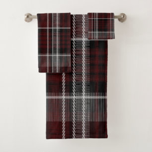 Scotland Tartan Burgundy Gray Celtic Kariert Badhandtuch Set