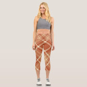 Scotland Tartan Kariert Brown White Pattern Capri Leggings (Vorderseite)