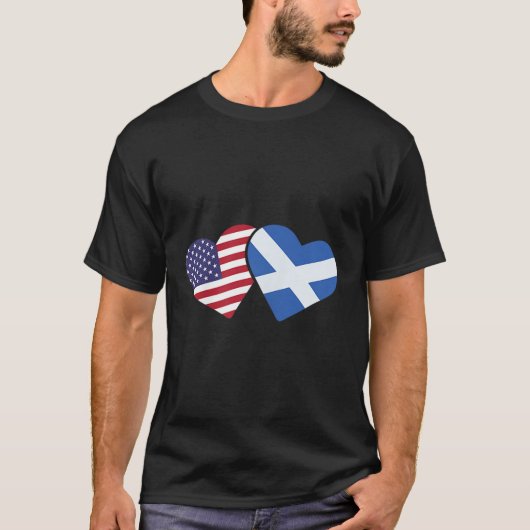 Scotland Usa Flag T Shirt Heart Scottish American (Vorderseite)