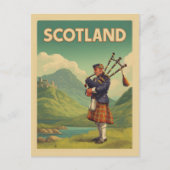 Scotland Vintage Travel - Highland Bagpiper Postkarte (Vorderseite)