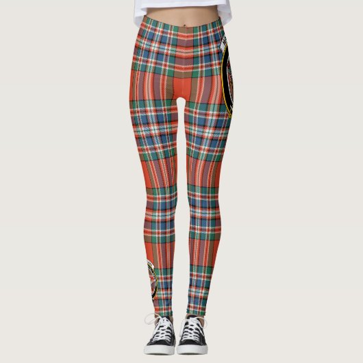 Scotstee Clan MacFarlane Ancient Wappen Tartan Wom Leggings (Vorderseite)