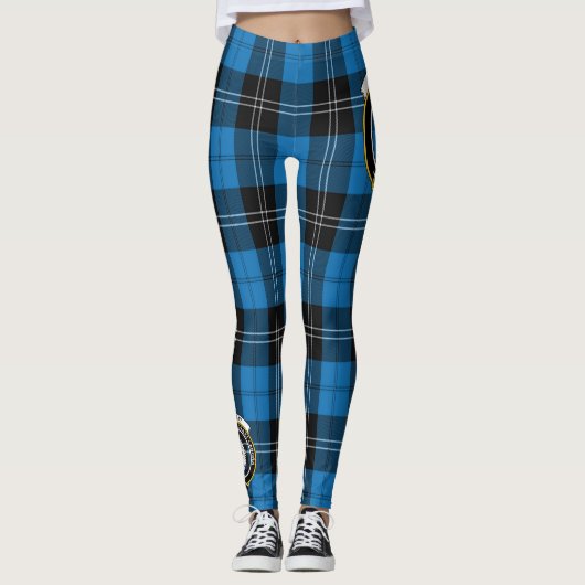 Scotstee Clan Ramsay Blue Ancient Wappen Tartan Leggings (Vorderseite)