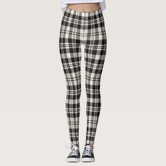 Scotstee Clan Scott Black White Ancient Tartan Leggings (Vorderseite)