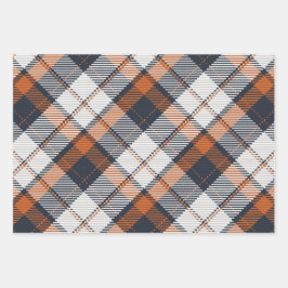 Scott Black Orange Modern Scottish Tartan Geschenkpapier Set