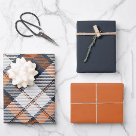 Scott Black Orange Modern Scottish Tartan Geschenkpapier Set